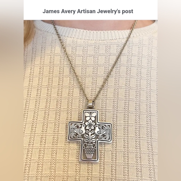 ✝️🆕James Avery "Abundant Life" Silver Ornate Cross Pendant Jewelry - Picture 3 of 16